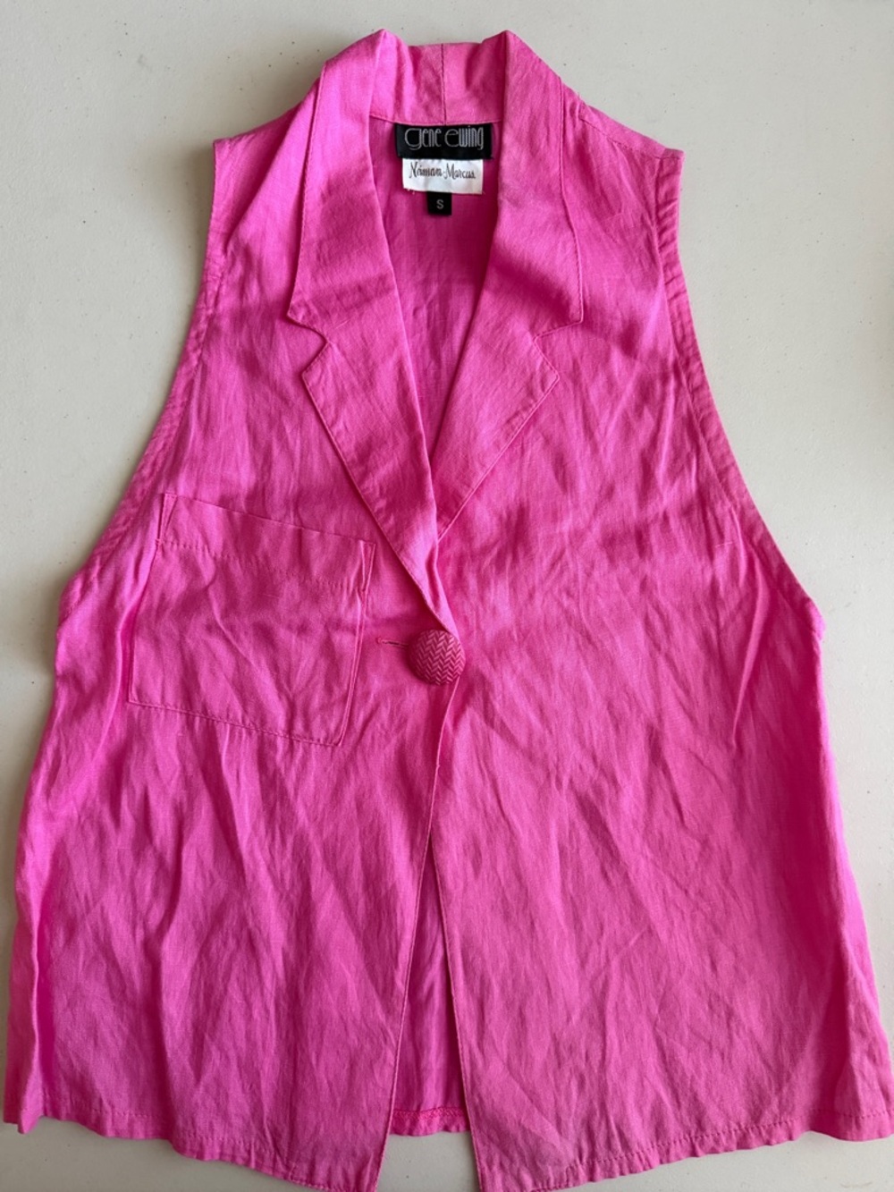 🩷🎀GENE EWING Neiman Marcus Magenta Linen Blouse Shirt